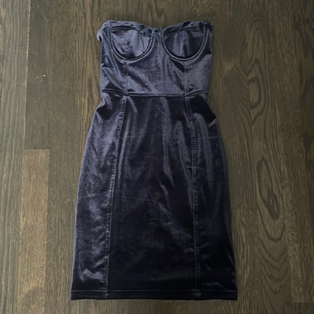 Navy blue velvet club dress